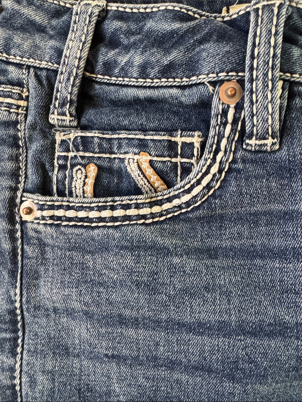 Rock & Roll Denim Horse Embroidered Pocket Flare Jeans - Picture 7 of 9